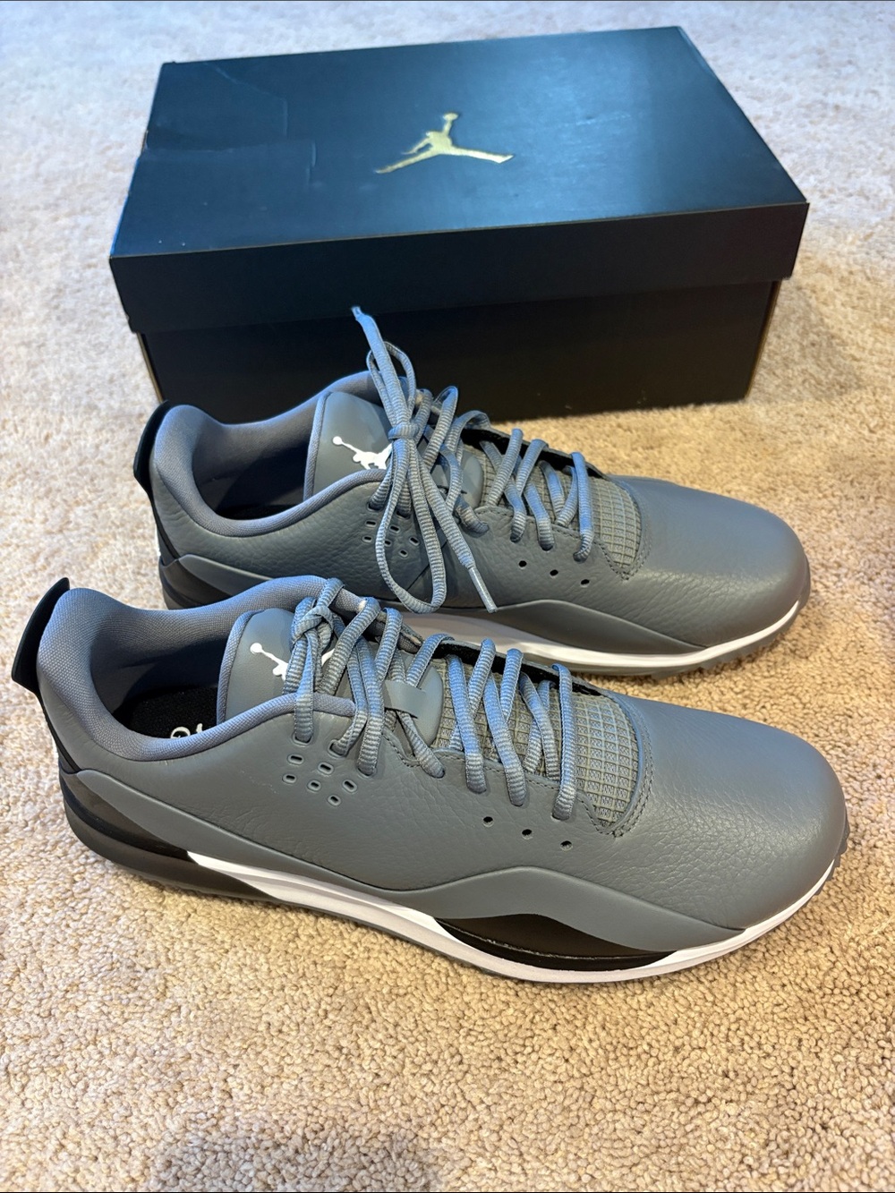 Jordan Men's Grey Low-Top Golf Sneakers with White & Black Accents